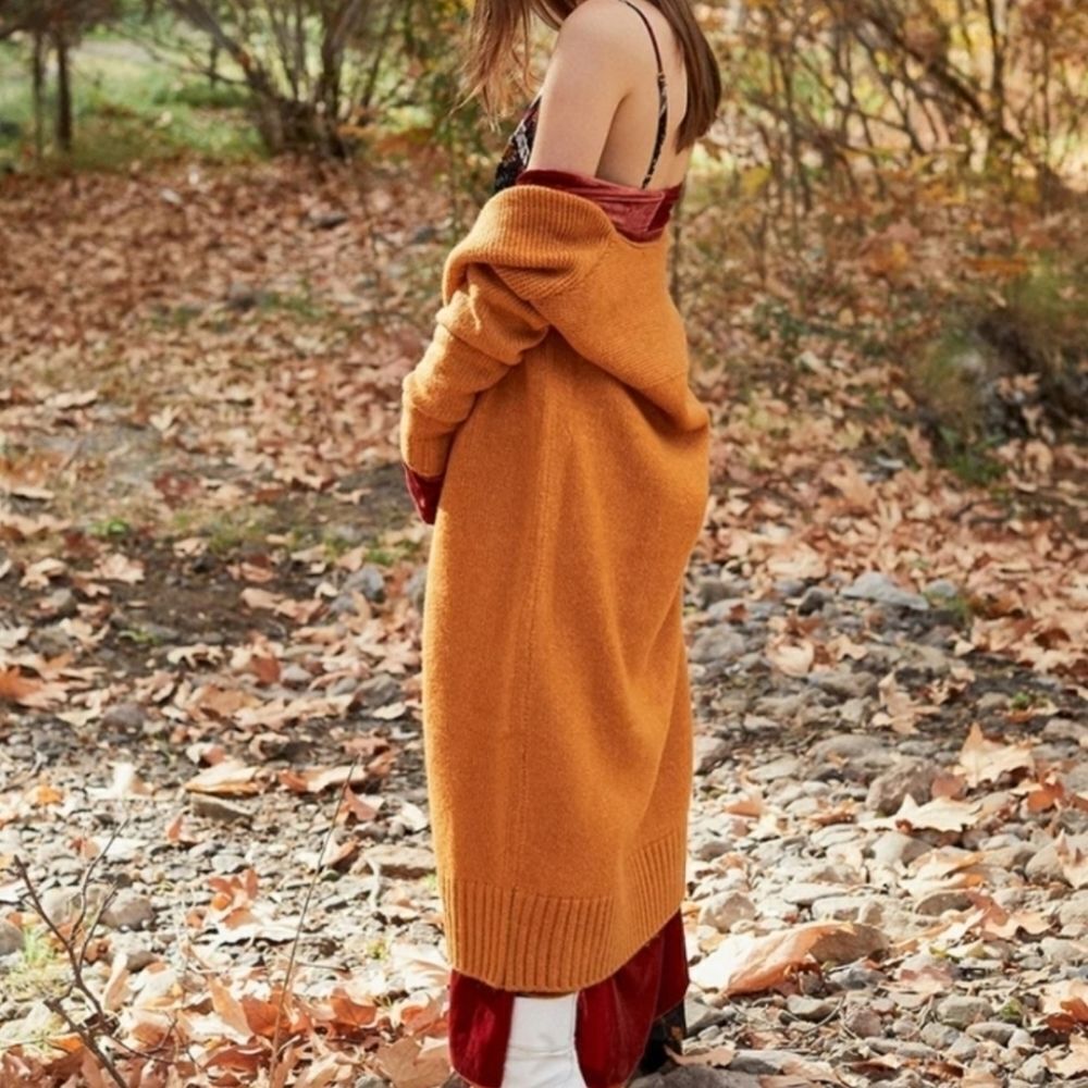 NWT For Love & Lemons Burnt Orange Dylan Open Front Long Duster Cardigan Small - Picture 4 of 10